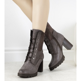 Brązowe botki na słupku Alvarado szare 2