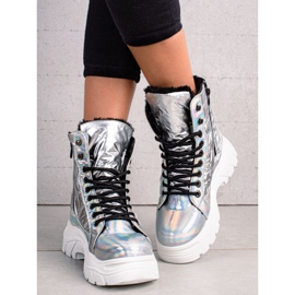 Srebrne Botki Na Platformie VINCEZA srebrny 1