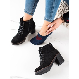 TRENDI Sznurowane Botki Na Obcasie czarne 2