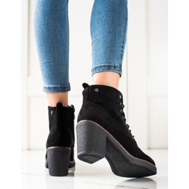 TRENDI Sznurowane Botki Na Obcasie czarne 1