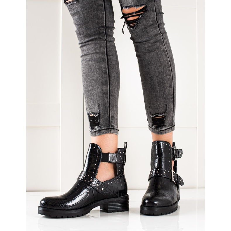 Bestelle Workery Z Ozdobą Sprzączką czarne 2