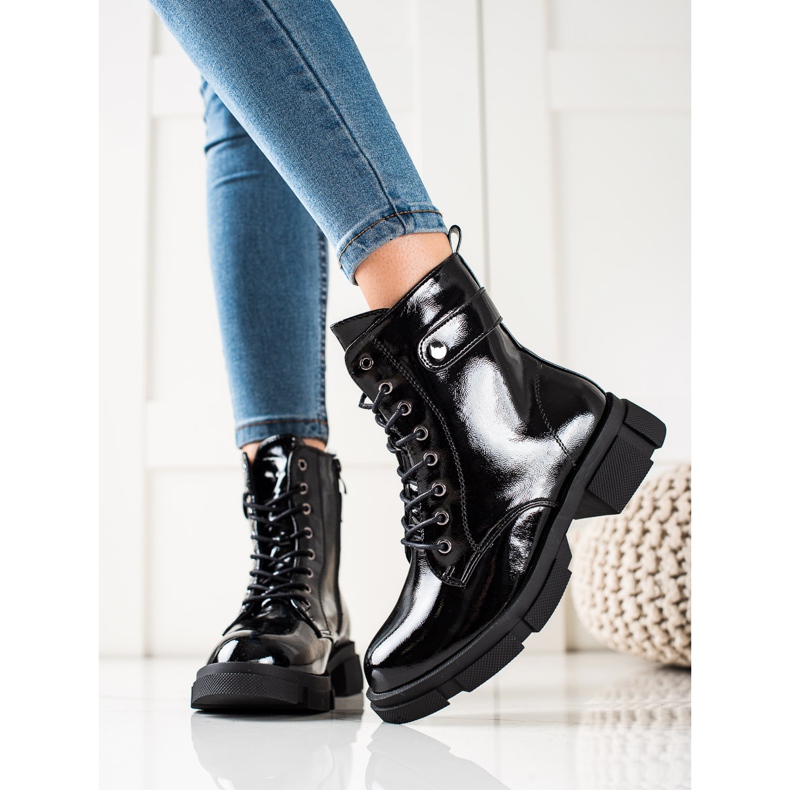 Goodin Klasyczne Lakierowane Workery czarne 2