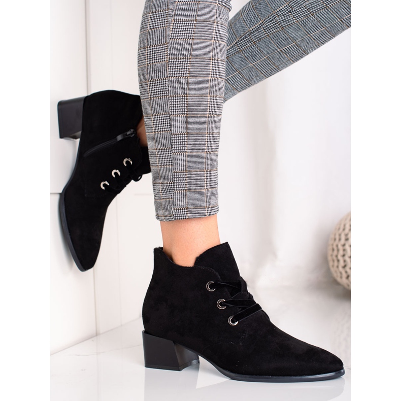 Botki na niskim obcasie Sergio Leone czarne 1