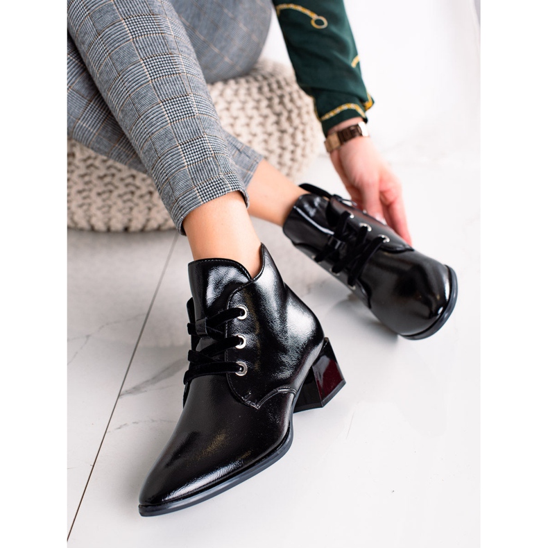 Botki na niskim obcasie Sergio Leone czarne 2