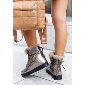 POTOCKI Wysokie Śniegowce Ocieplane Futerkiem Złote Sneezy złoty 2