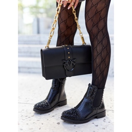 Botki Sztyblety Z Dżetami Czarne Monah 1