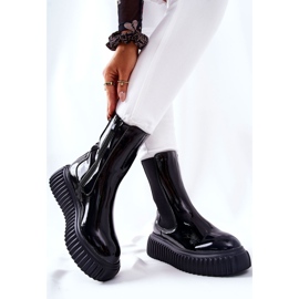PS1 Wysokie Lakierowane Botki Na Platformie Czarne Sereia 2