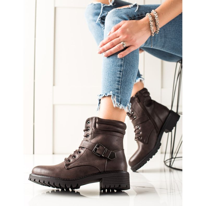 Anesia Paris Brązowe Workery Ze Sprzączką 2