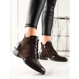 W. Potocki Eleganckie Botki Potocki brązowe 1