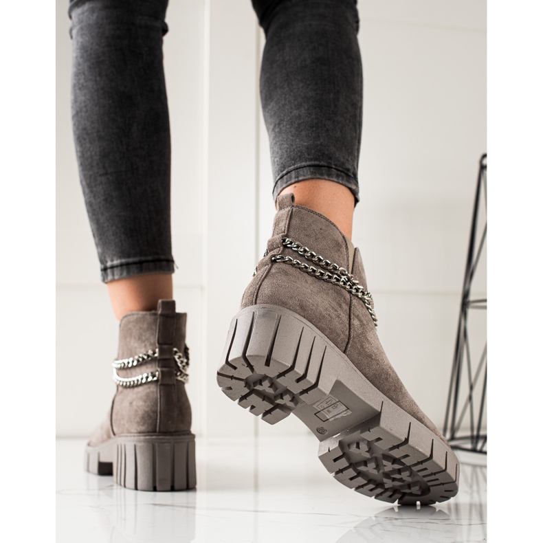 Goodin Botki Na Platformie Z Łańcuszkiem beżowy 1