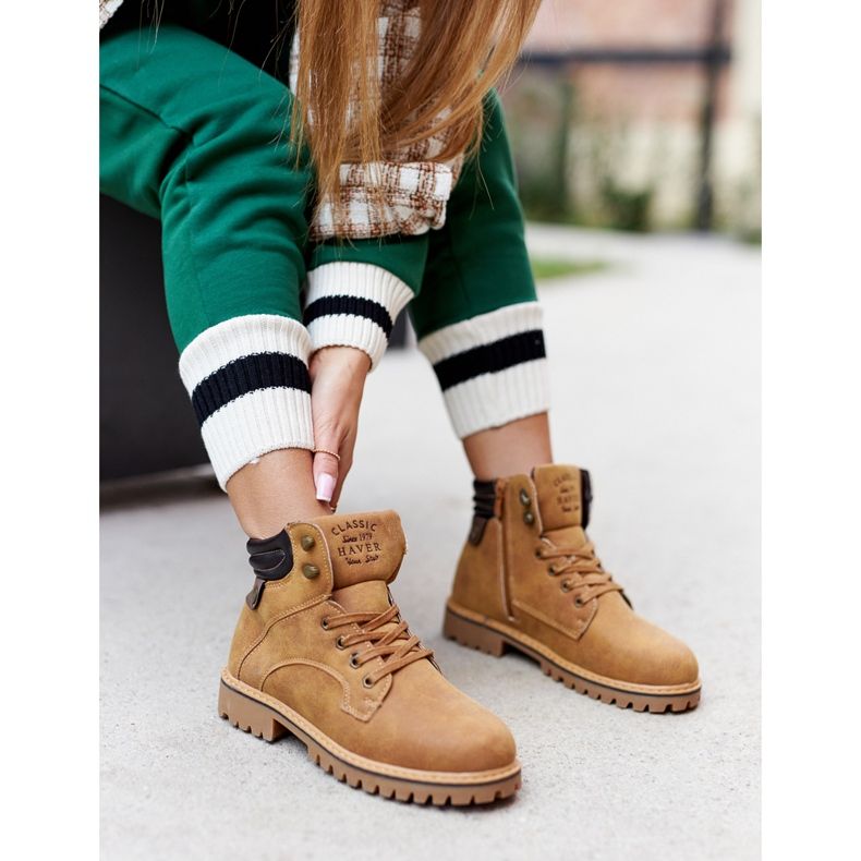 PH1 Damskie Ocieplane Trapery Na Suwak Camel Lenox brązowe 1