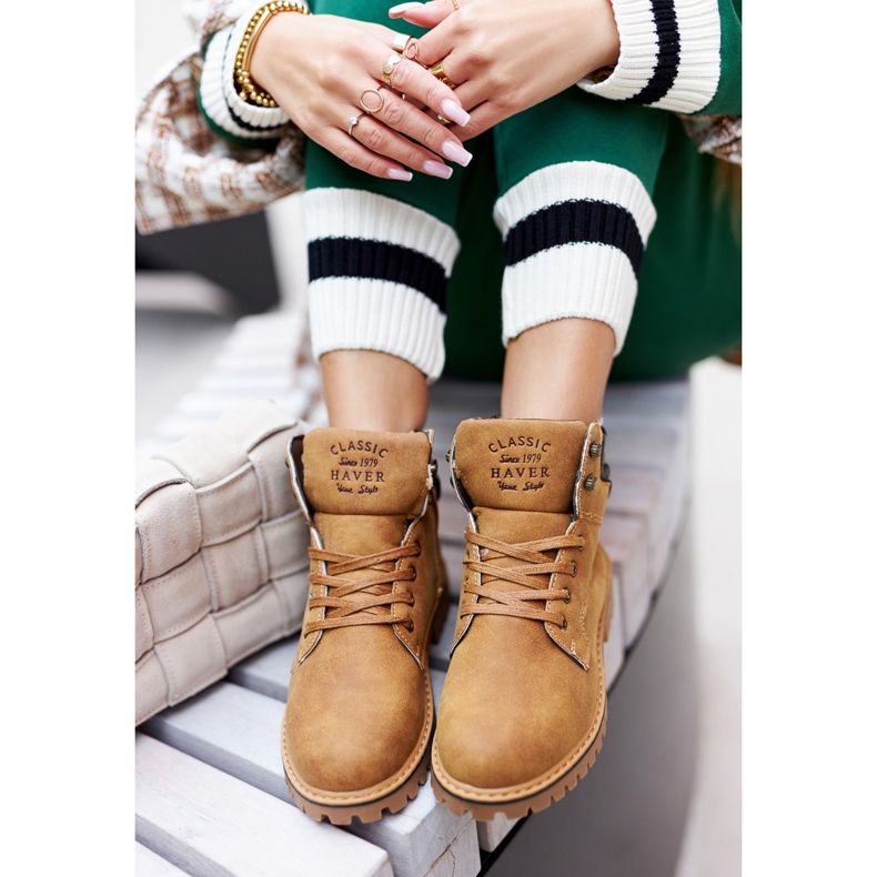 PH1 Damskie Ocieplane Trapery Na Suwak Camel Lenox brązowe 2