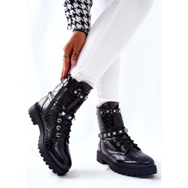 PG1 Ocieplane Botki Workery Z Ćwiekami Czarne Nephele 2