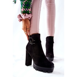 Zamszowe Botki Na Wysokim Obcasie Czarne Dianne 2