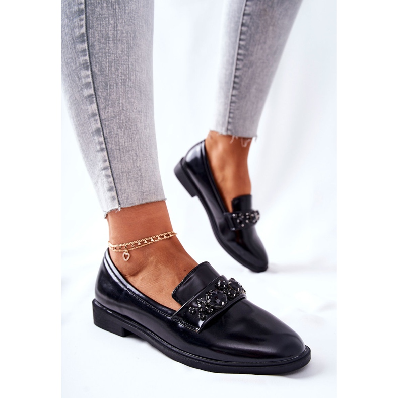 PG1 Półbuty Z Ozdobnym Paskiem Czarne Valisso 1