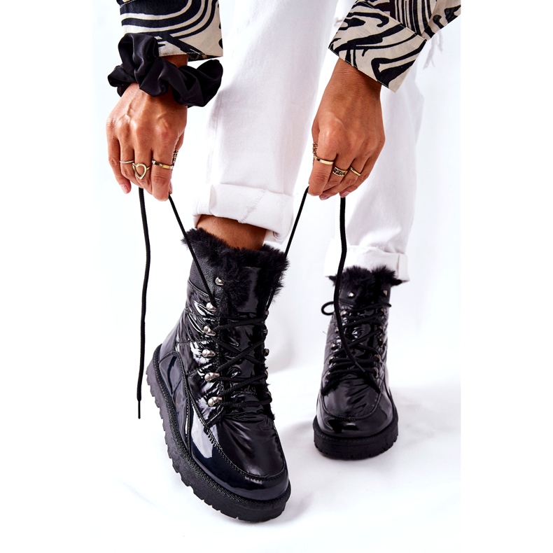 POTOCKI Wysokie Śniegowce Ocieplane Futerkiem Czarne Sneezy 4