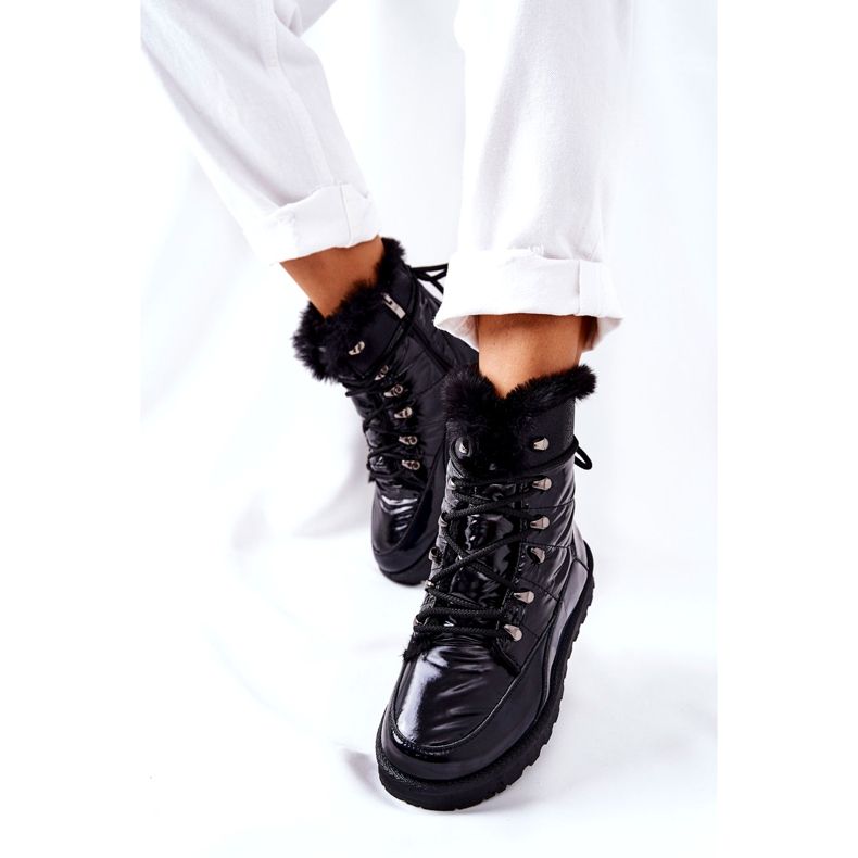 POTOCKI Wysokie Śniegowce Ocieplane Futerkiem Czarne Sneezy 5