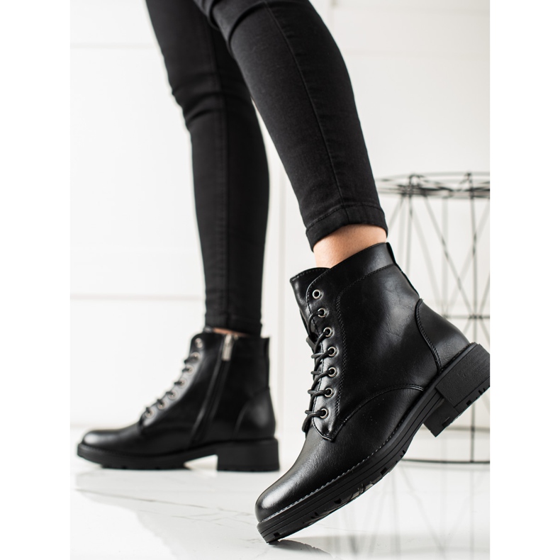 W. Potocki Czarne Traperki Z Eko Skóry Potocki 1