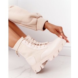 PS1 Damskie Botki Workery Beżowe Megan beżowy 5