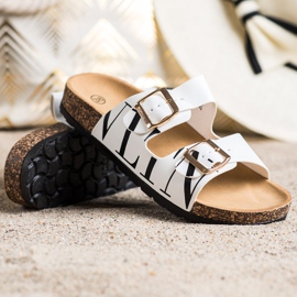 Białe Wygodne Klapki Z Eko Skóry 1