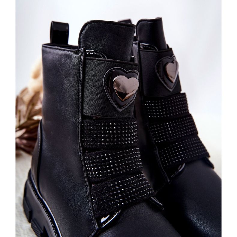 PA1 Dziecięce Botki Ocieplane Futerkiem Czarne Miraven 1