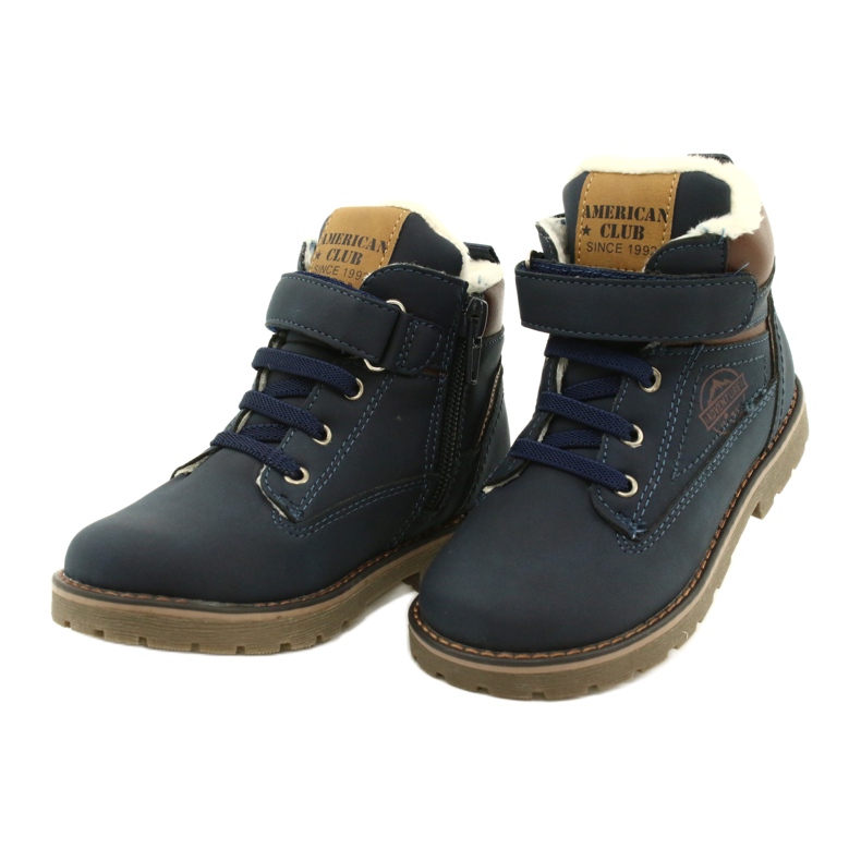 Workery Ocieplane Futerkiem American Club GC29/21 Granatowy brązowe granatowe 3