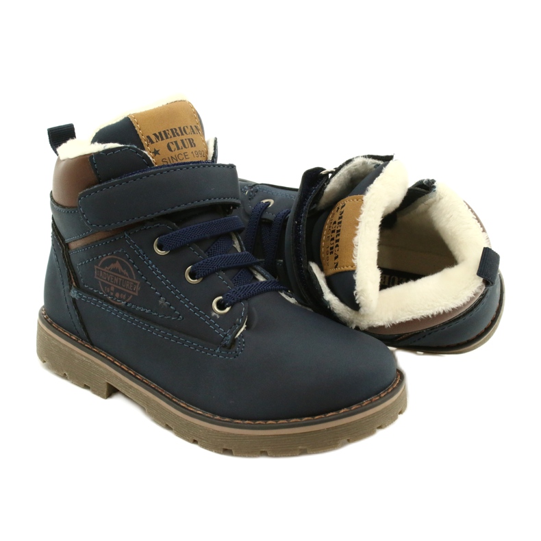 Workery Ocieplane Futerkiem American Club GC29/21 Granatowy brązowe granatowe 5