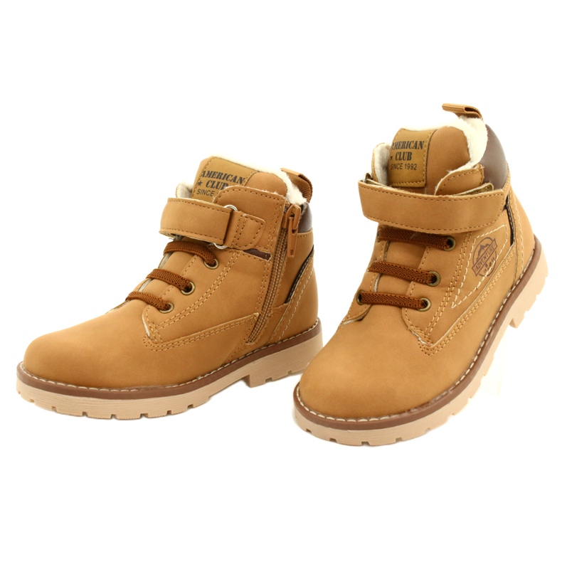 Workery Ocieplane Futerkiem American Club GC29/21 Camel beżowy brązowe żółte 3