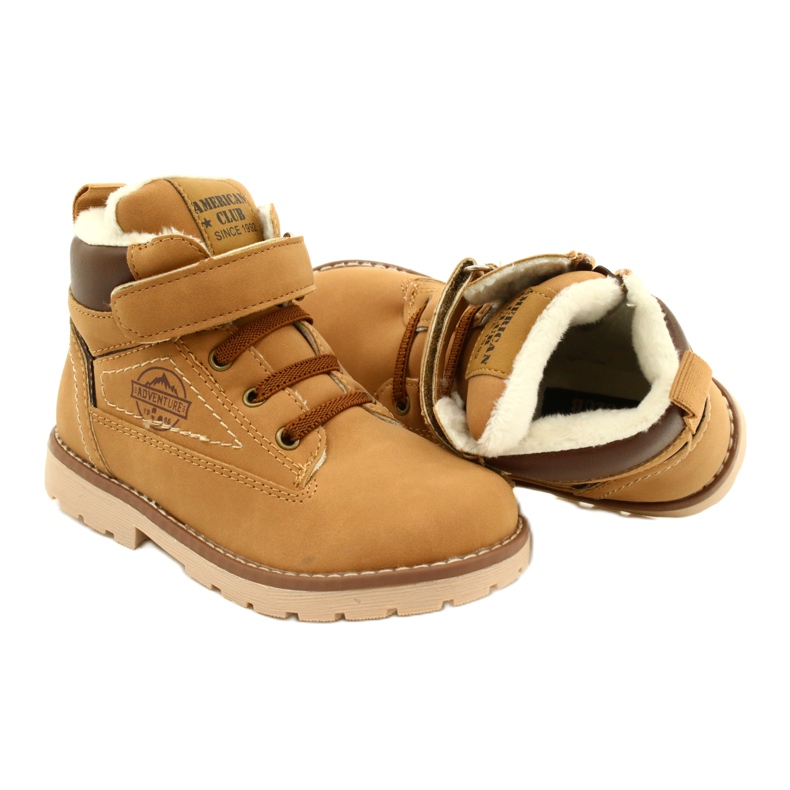 Workery Ocieplane Futerkiem American Club GC29/21 Camel beżowy brązowe żółte 5