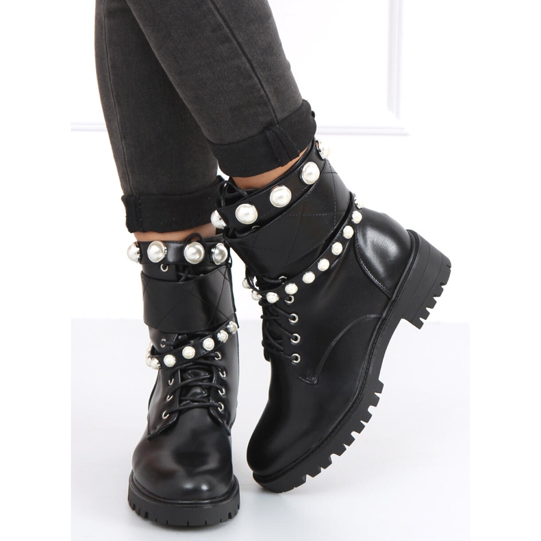 Workery z perełkami Gabo Black czarne 2