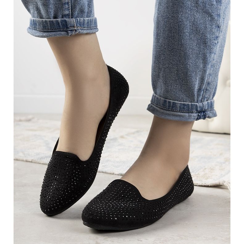 Czarne baleriny ozdobione cyrkoniami Harriette 1