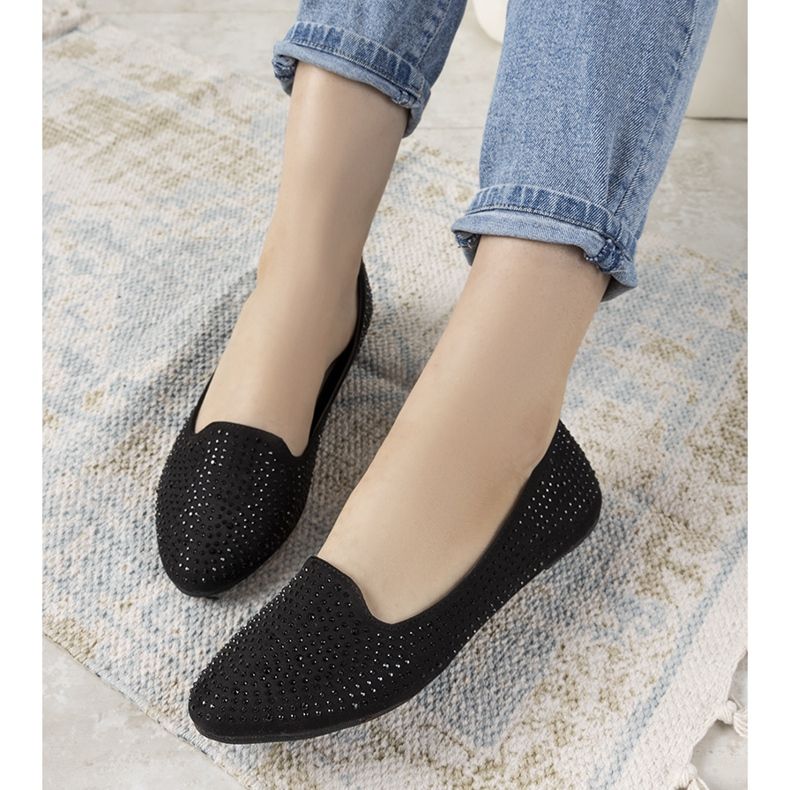 Czarne baleriny ozdobione cyrkoniami Harriette 2