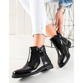 TRENDI Klasyczne Lakierowane Botki czarne 2