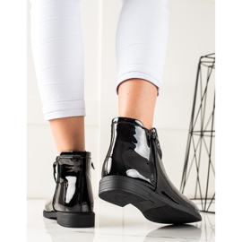 TRENDI Klasyczne Lakierowane Botki czarne 1