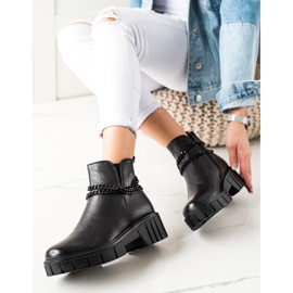 Goodin Botki Na Platformie Z Łańcuszkiem czarne 1