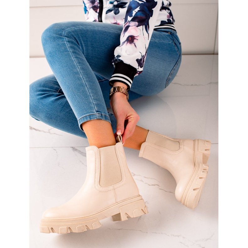 Seastar Modne Sztyblety Na Platformie beżowy 1