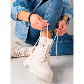 TRENDI Sznurowane Beżowe Botki beżowy 1