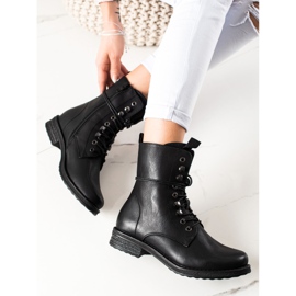 Super Mode Klasyczne Sznurowane Botki czarne 1