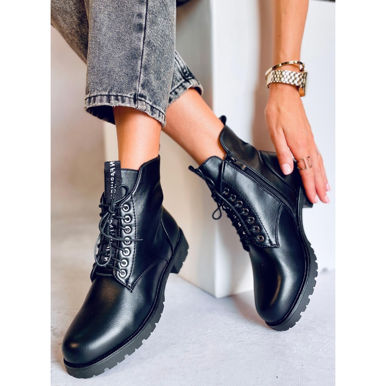 Workery sznurowane Ango Black czarne 2