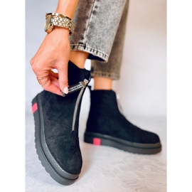 Botki zamszowe płaskie Pitt Black czarne 2