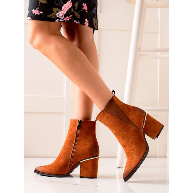 W. Potocki Botki Na Szerokim Słupku Potocki brązowe 1