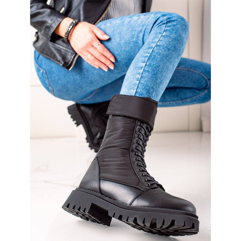 Weide Sznurowane wysokie trapery czarne 2