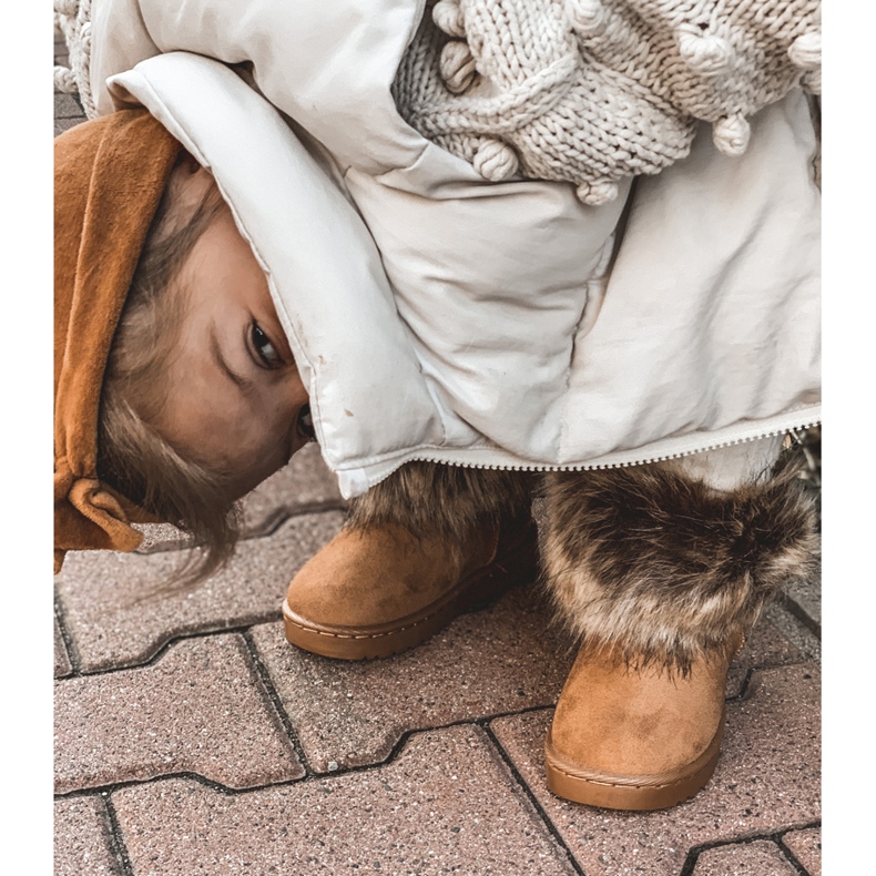 FRROCK Śniegowce Z Futerkiem Camel Small Fox beżowy żółte 2
