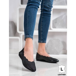 Filippo Eleganckie Skórzane Baleriny czarne 1