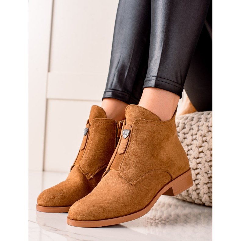 Camo Ocieplane Botki Na Suwak brązowe żółte 1