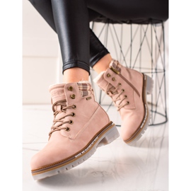 Goodin Ocieplane Traperki Z Eko Skóry różowe 1