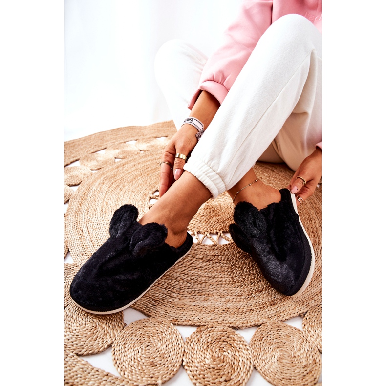 Papcie Futrzane Z Uszami Czarne Thorpe 2