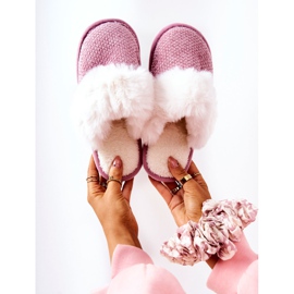 Papcie Ocieplane Z Futerkiem Ciemnoróżowe Flamarin beżowy 1