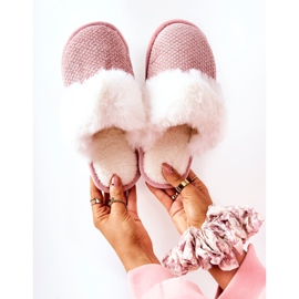 Papcie Ocieplane Z Futerkiem Różowe Flamarin beżowy 1