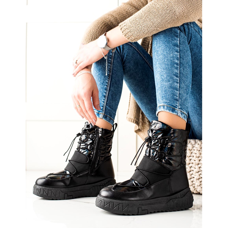 TRENDI Wygodne Śniegowce Na Platformie czarne 1